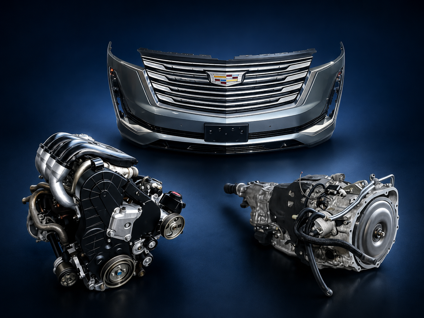 Engine, front bumper and grille, and automatic transmission auto parts